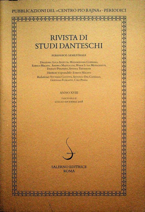 Rivista di studi danteschi: Anno XVIII - Fascicolo 2 (luglio-dicembre …