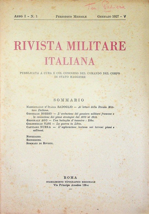 Rivista militare italiana: A. I - N. 1 (gennaio 1927).