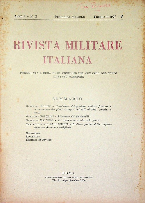 Rivista militare italiana: A. I - N. 2 (febbraio 1927).