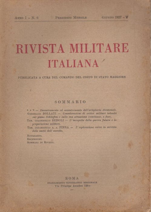 Rivista militare italiana: A. I - N. 6 (giugno 1927).