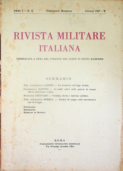 Rivista militare italiana: A. I - N. 8 (agosto 1927).