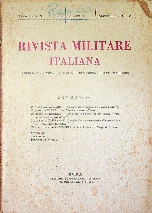 Rivista militare italiana: A. I - N. 9 (settembre 1927).