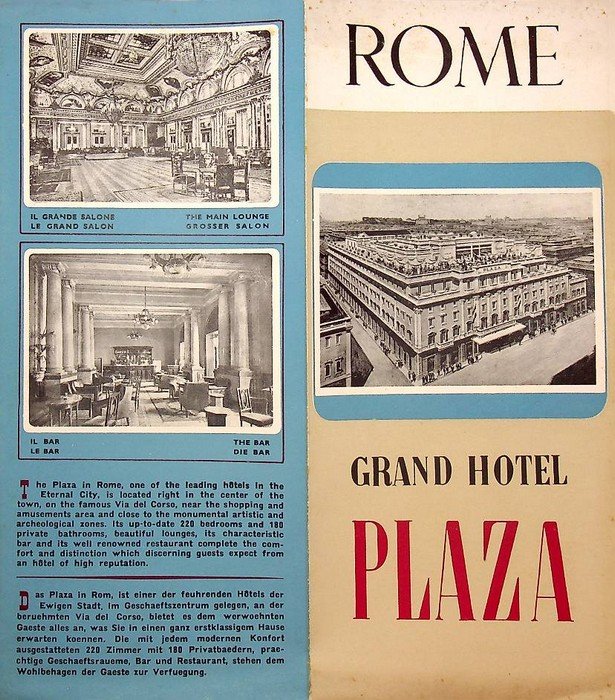 Rome, Grand Hotel Plaza (FranÃ§ais, Deutsch, italiano, English).