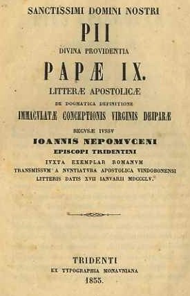 Sanctissimi Domini Nostri Pii Divina Providentia Papae IX. Litterae apostolicae …