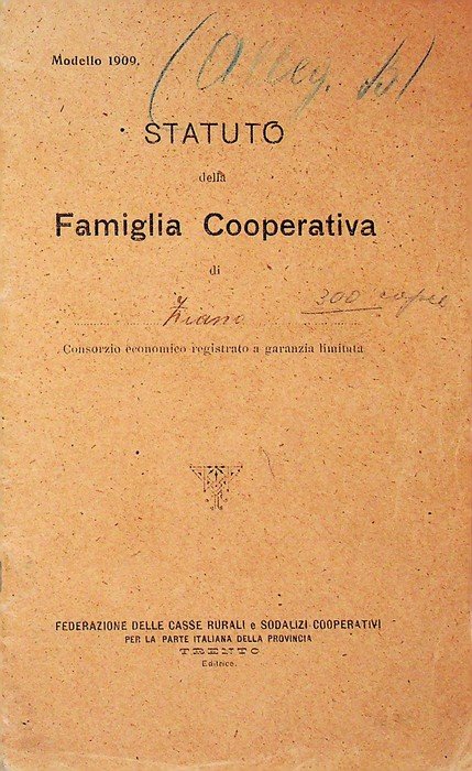 Satuto della famiglia cooperativa di Ziano.
