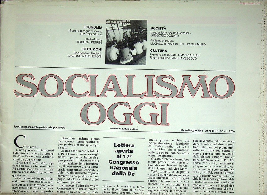 Socialismo oggi: quindicinale di cultura politica: A. I - N. … | Immagine principale