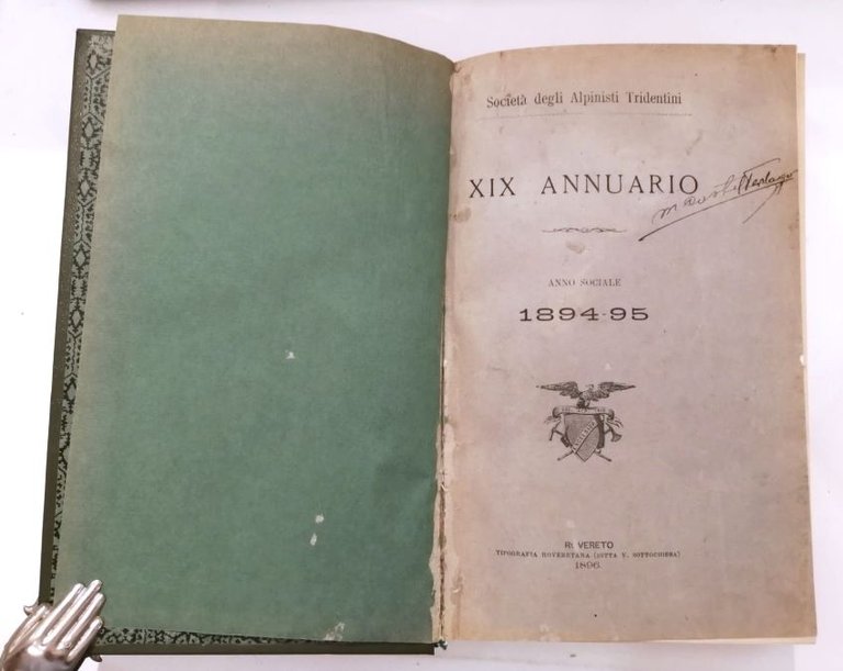 SocietÃ degli alpinisti tridentini: XIX annuario: 1895. RILEGATA IN PIENA …