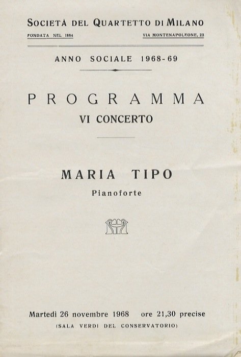 SocietÃ del quartetto di Milano: anno sociale 1968-69: programma VI …