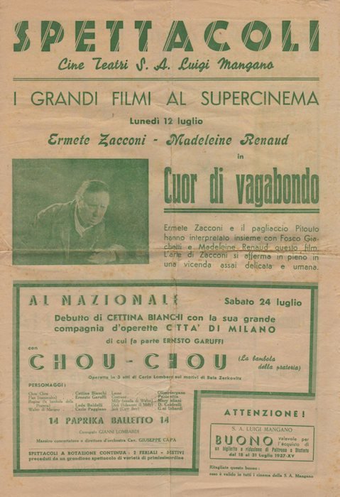 Spettacoli: cine teatri S. A. Luigi Mangano.