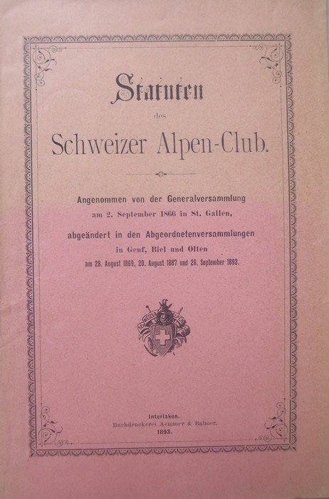 Statuten der schweizer Alpen-Club.