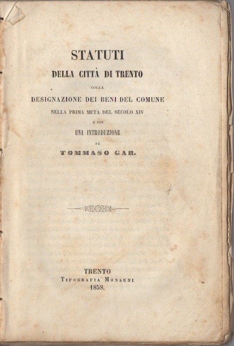 Statuti della cittÃ di Trento: colla designazione dei beni del …