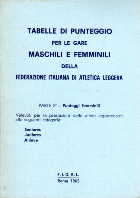 Tabelle di punteggio per le gare maschili e femminili della …