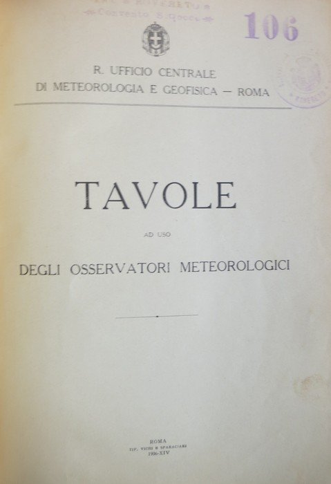 Tavole ad uso degli osservatori meteorologici.