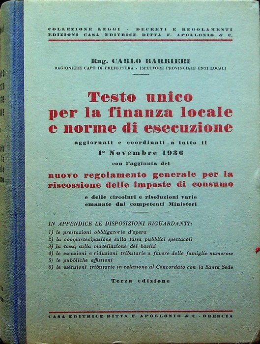 Testo unico per la finanza locale e norme di esecuzione …
