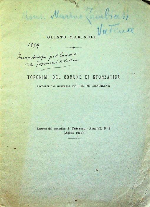Toponimi del comune di Sfronzatica: raccolti dal generale Felice de …