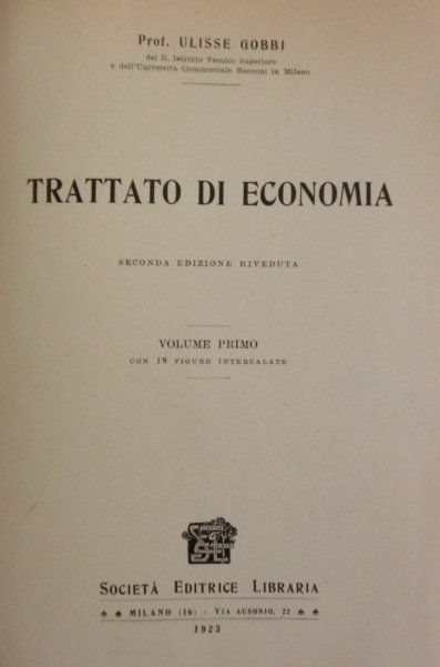 Trattato di economia. Vol. I.