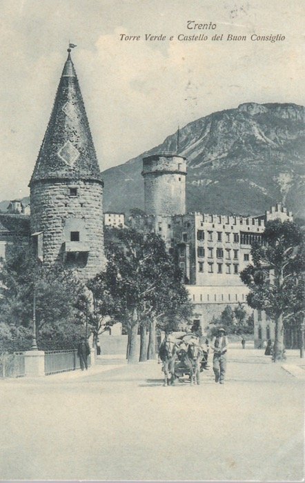 Trento - Torre Verde e Castello del Buon Consiglio.