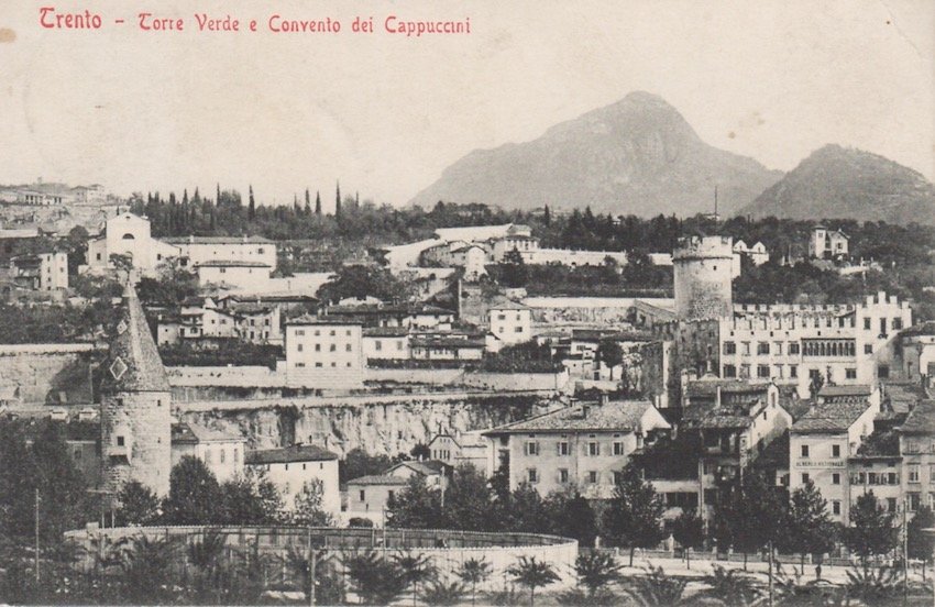 Trento - Torre Verde e Convento dei Cappuccini.