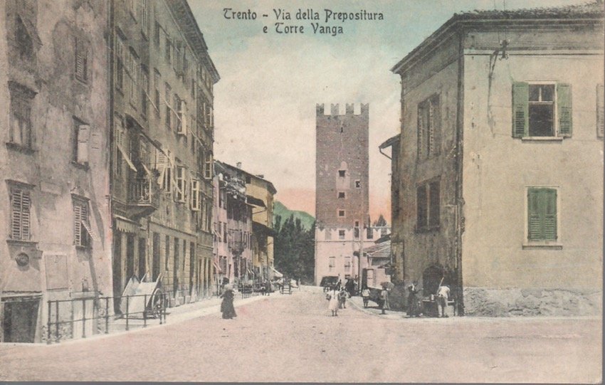 Trento - Via della Prepositura e Torre Vanga.