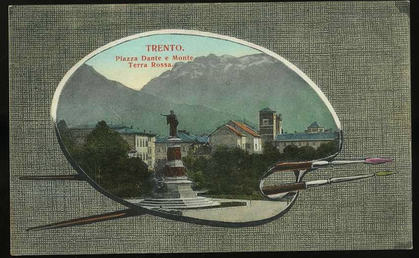 Trento. Piazza Dante e Monte Terra Rossa.