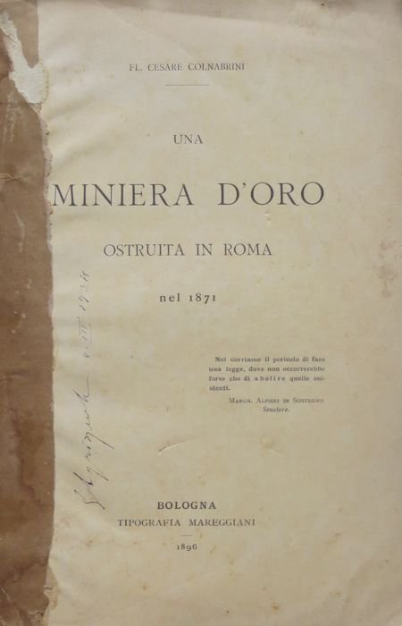 Una miniera d'oro ostruita in Roma nel 1871.