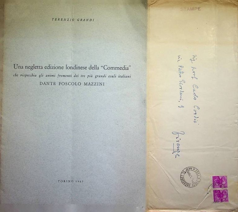 Una negletta edizione londinese della Commedia che rispecchia gli animi …