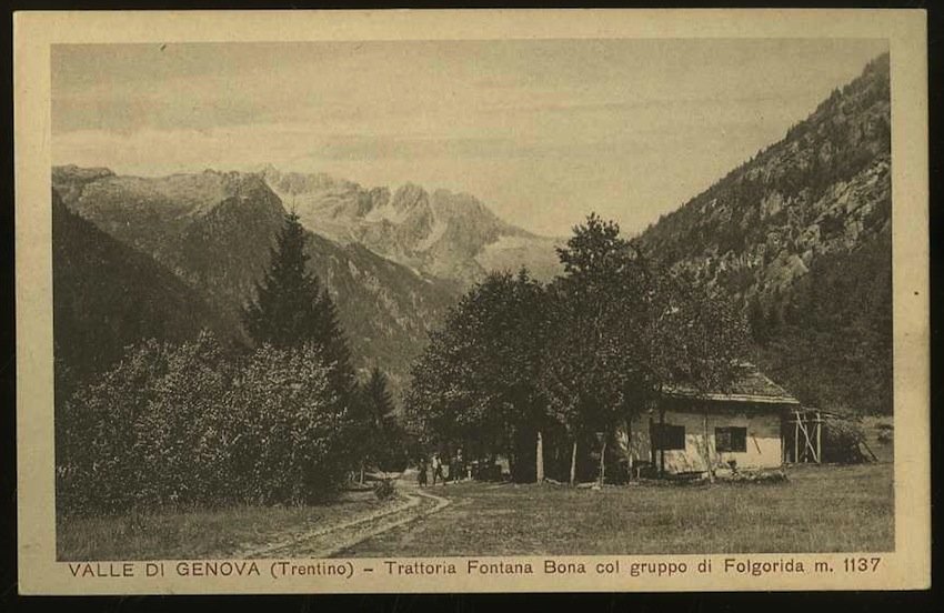 Valle di Genova (Trentino). Trattoria Fontana Bona col gruppo di …