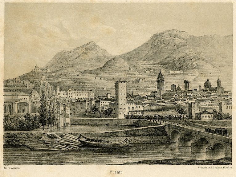 Veduta di Trento con la ferrovia.