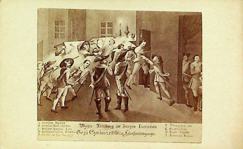 Wayre Abbildung der Jenigen Execution. 25 Febraur 1634.