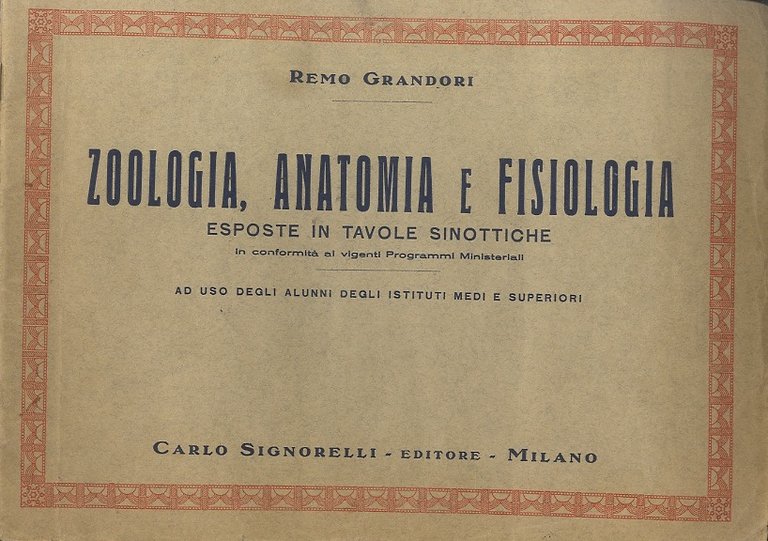 Zoologia, anatomia e fisiologia esposte in tavole sinottiche in conformitÃ …