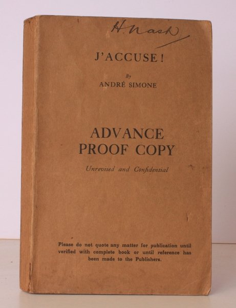 J'Accuse! The Men Who Betrayed France. UNCORRECTED PROOF COPY OF … | Immagine principale