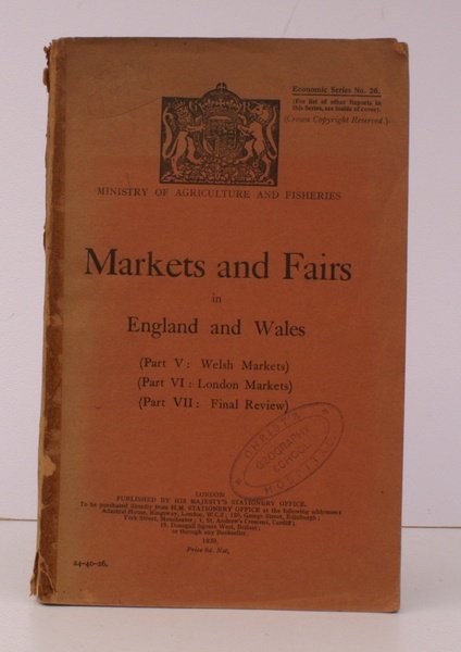 Markets and Fairs in England and Wales. Part V: Welsh …