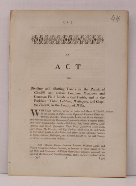 An Act for Dividing and allotting Lands in the Parish …
