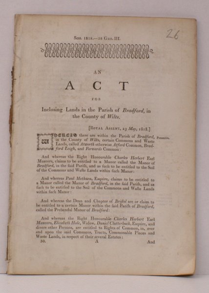 An Act for Inclosing Lands in the Parish of Bradford. … | Immagine principale