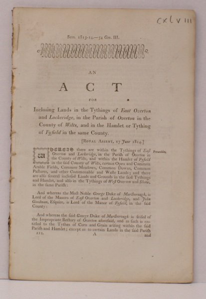 An Act for Inclosing Lands in the Tythings of East …