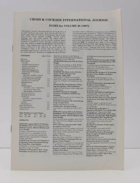 Vol. 28. INDEX. The First World War Aviation Historical Society …