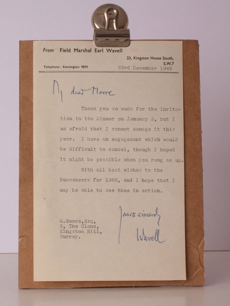 T.L.s witten on the stationery of Wavell's residence at 23 …