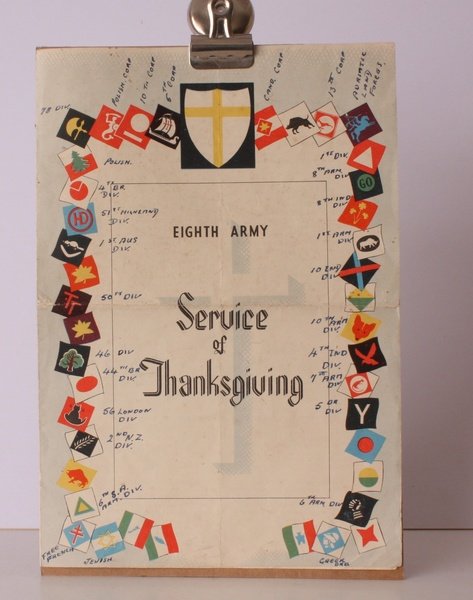 Eighth Army. Service of Thanksgiving. BRIGHT, CLEAN COPY WITH FORMATIONS …