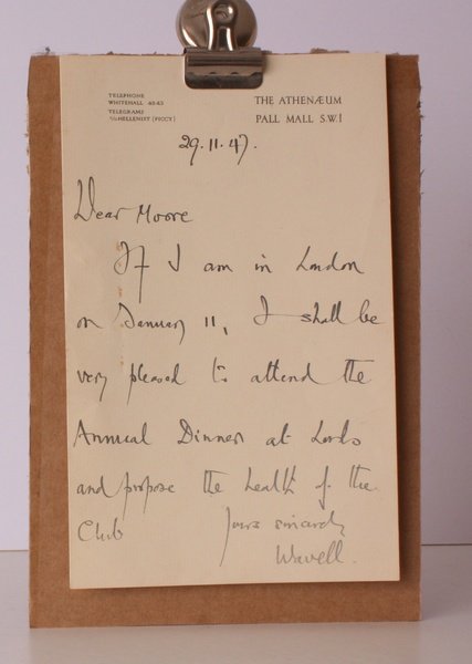 A.L.s witten on the stationery of The Athenaeum Club, London, …