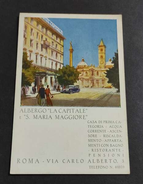 Cartolina Roma - Albergo "La Capitale" e "S. Maria Maggiore" …