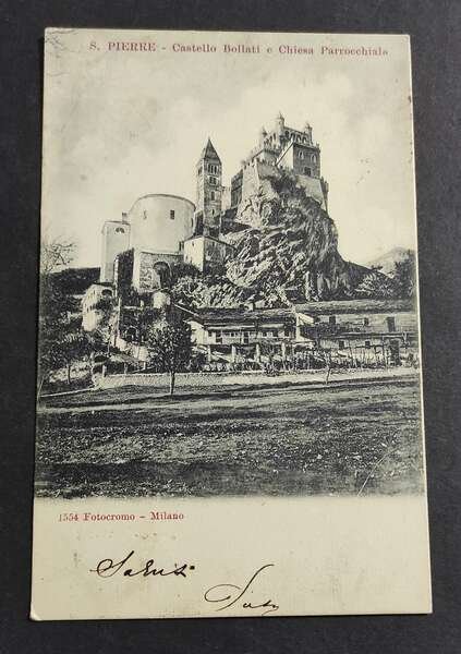 Cartolina S. Pierre - Castello Bollati e Chiesa Parrocchiale