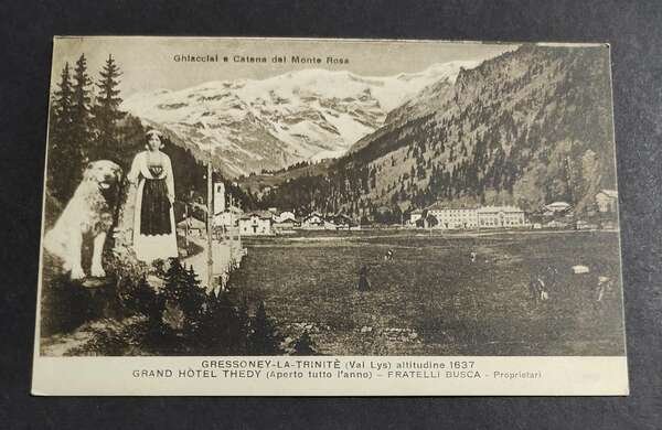 Cartolina Gressoney La Trinitè - Grand Hotel Thedy - Ghiacciai …