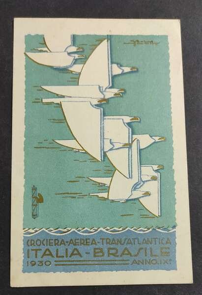 Cartolina Crociera-Aerea-Transatlantica Italia-Brasile 1930
