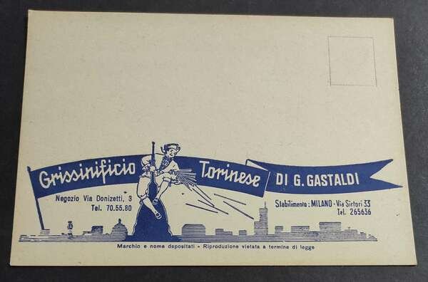 Cartolina Grissinificio Torinese di G. Gastaldi Stabilimento Milano