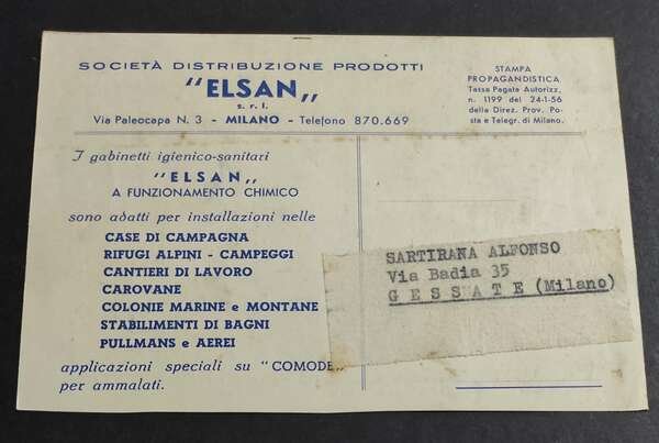 Cartolina Pubblicitaria "Elsan" I Gabinetti Igienico-Sanitari