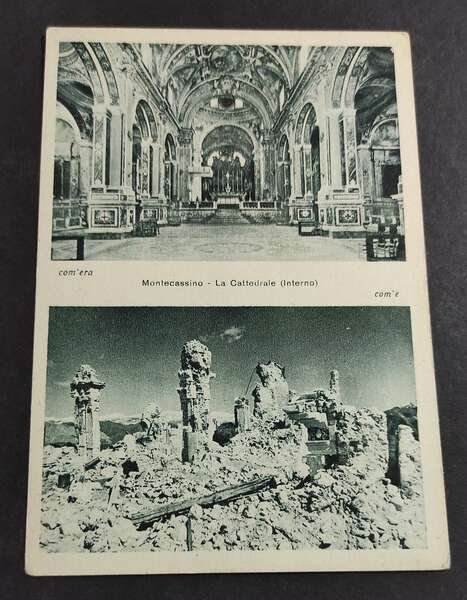 Cartolina Monumenti Distrutti Montecassino - La Cattedrale (Interno)