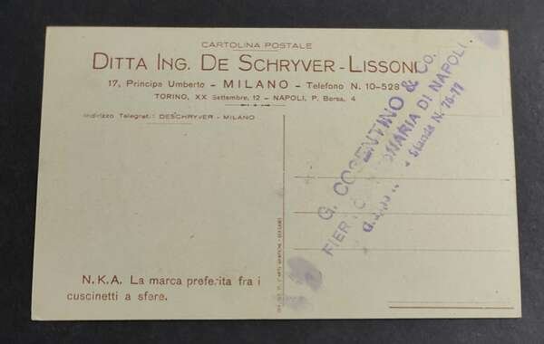 Cartolina Pubblicitaria N.K.A. La Marca Preferita fra i Cuscinetti a … | Immagine Gallery 1