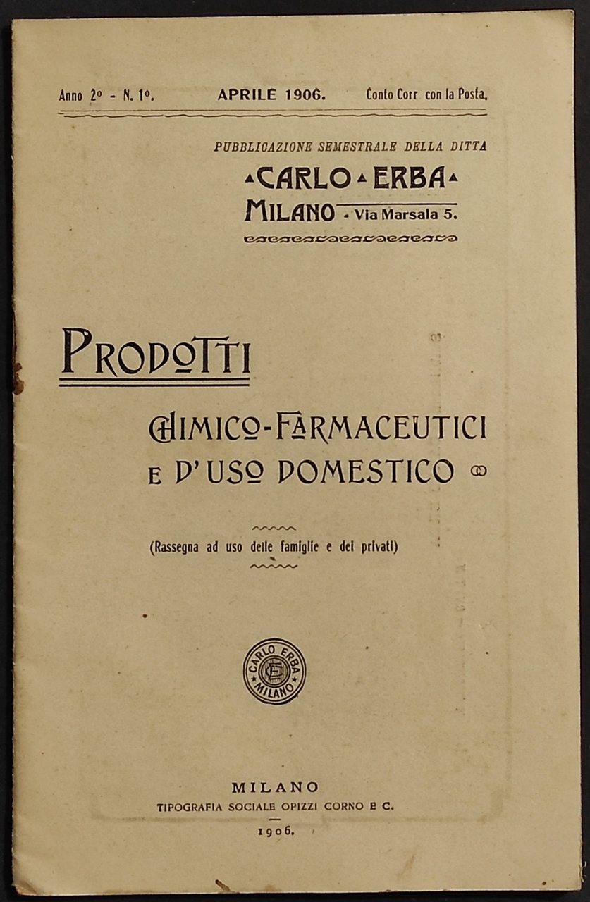 Carlo Erba - Prodotti Chimico-Farmaceutici e d'Uso Domestico - 1906 | Immagine principale