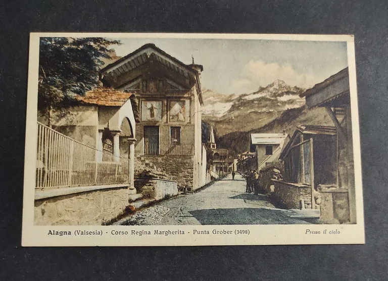 Cartolina Alagna (Valsesia) - Corso Regina Margherita - Punta Grober