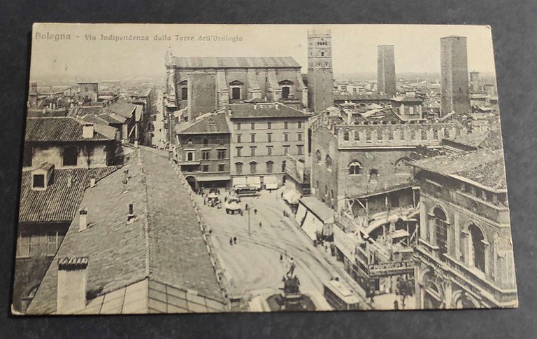 Cartolina Bologna - Via Indipendenza dalla Torre dell'Orologio